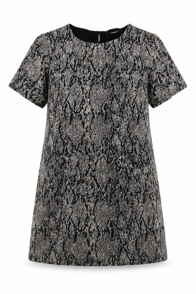 Dunnes Women's Grey Animal Print Shift Dress Size 18