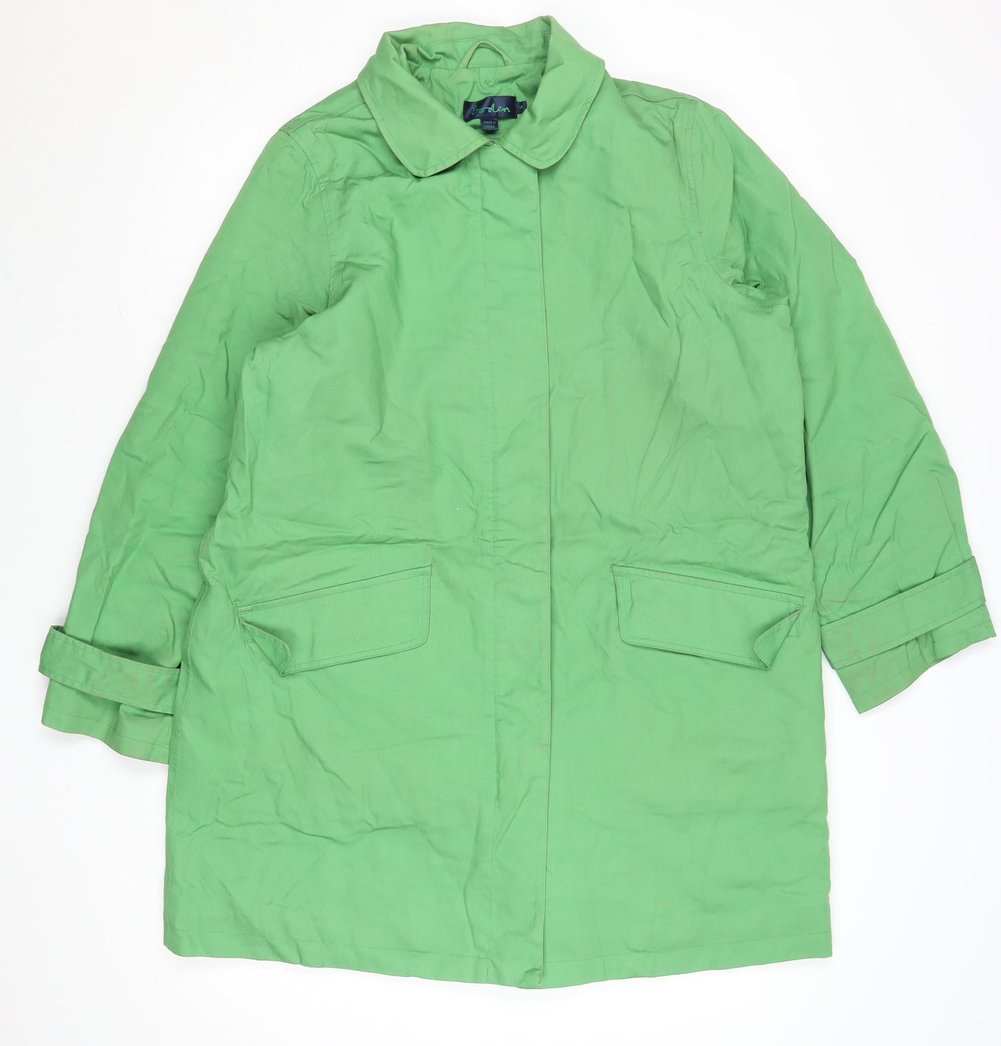Boden Women's Green Cotton Mid-Length Rain Coat Size 10