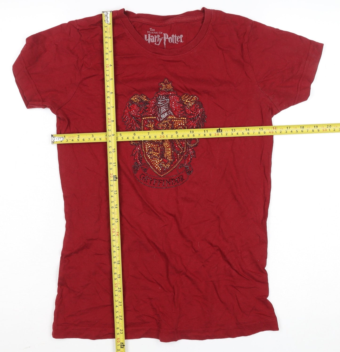 Warner Bros Women Red Gryffindor T-Shirt S Short Sleeve 100% Cotton