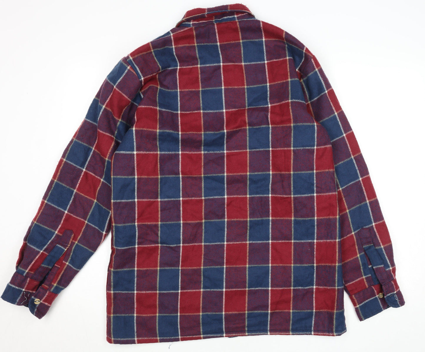 Fieldmaster Men's Red Blue Check Flannel Button-Up Shirt M