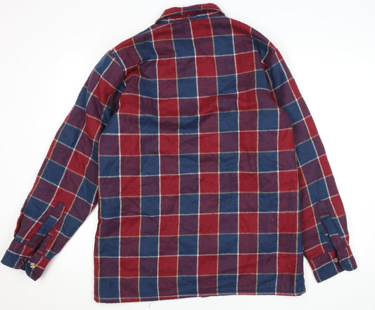 Fieldmaster Men's Red Blue Check Flannel Button-Up Shirt M