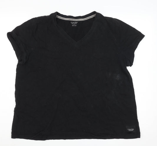 Calvin Klein Performance Womens Black V-Neck Cotton Active T-Shirt Size XL