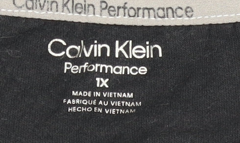 Calvin Klein Performance Womens Black V-Neck Cotton Active T-Shirt Size XL