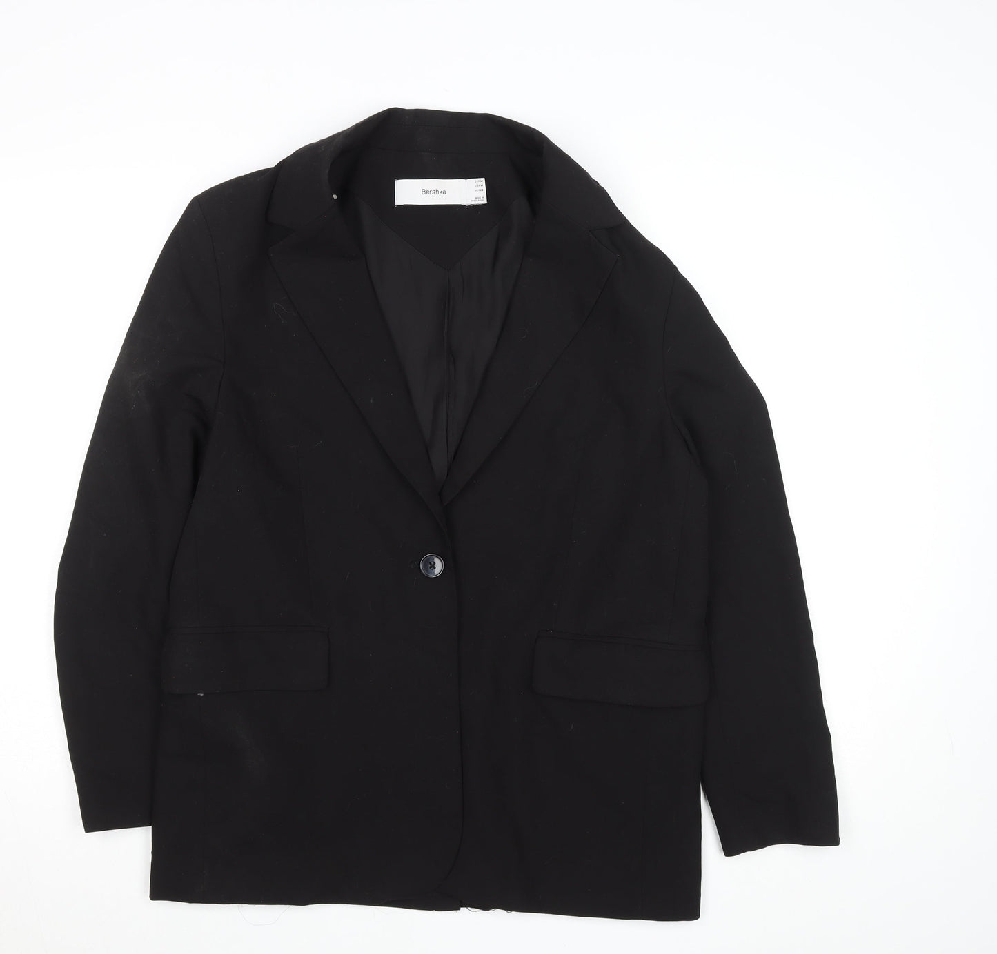 Bershka Women's Black Regular Fit One-Button Blazer M