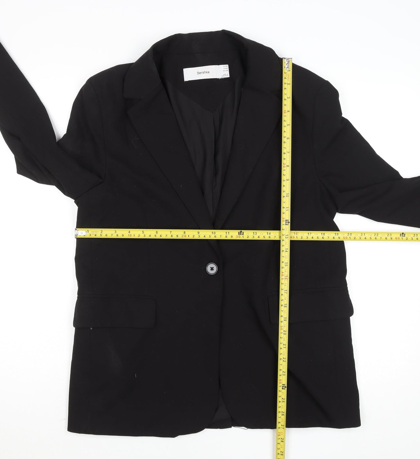 Bershka Women's Black Regular Fit One-Button Blazer M