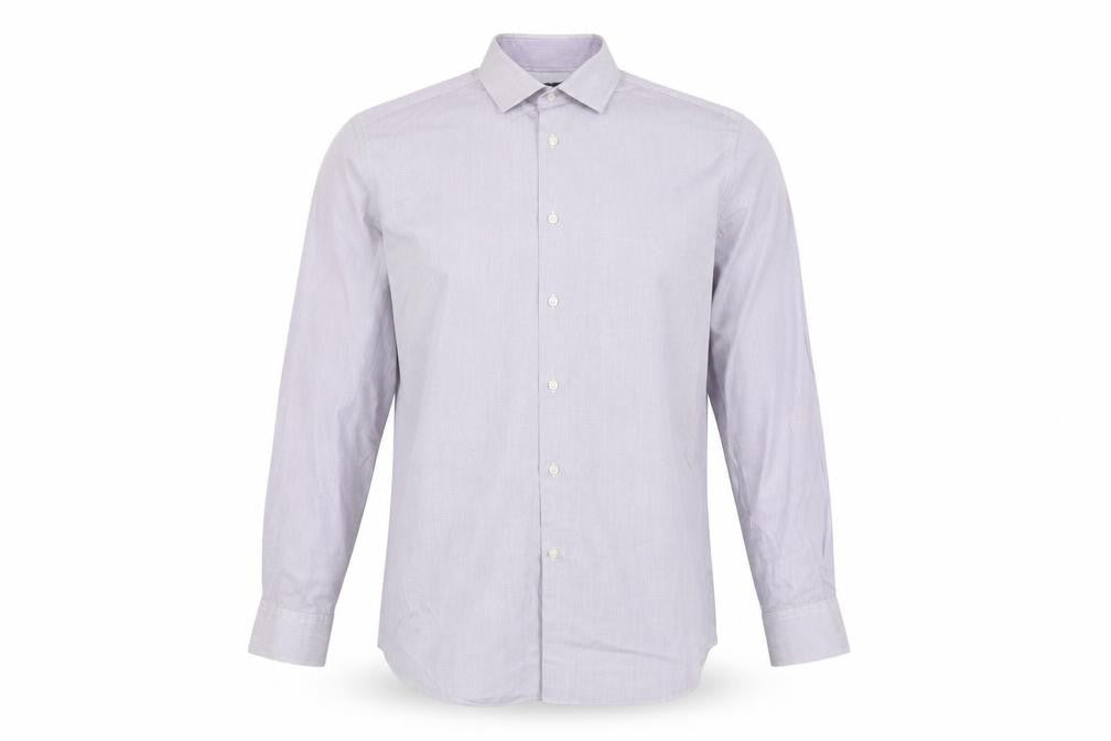 Next Men’s Purple Check Regular Fit Long Sleeve Dress Shirt 17in Collar