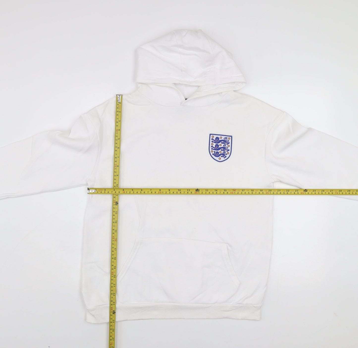 England Boys White Hoodie 12-13 Years Pullover Cotton Blend Football Crest