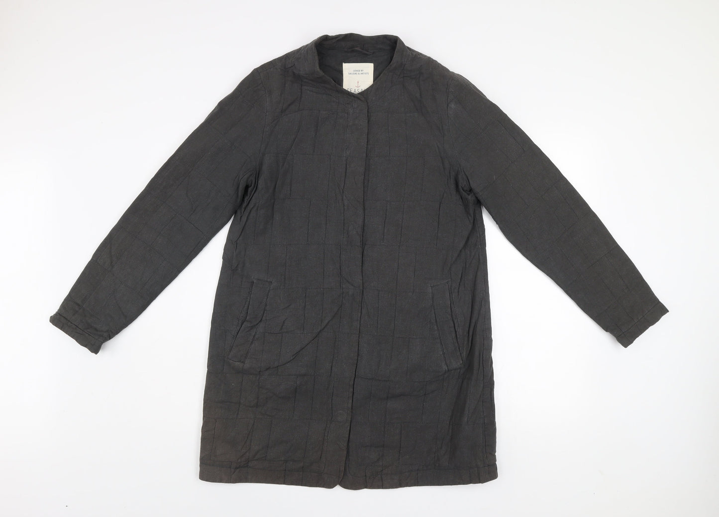Seasalt Cornwall Women's Grey Linen Blend Long Coat UK 8