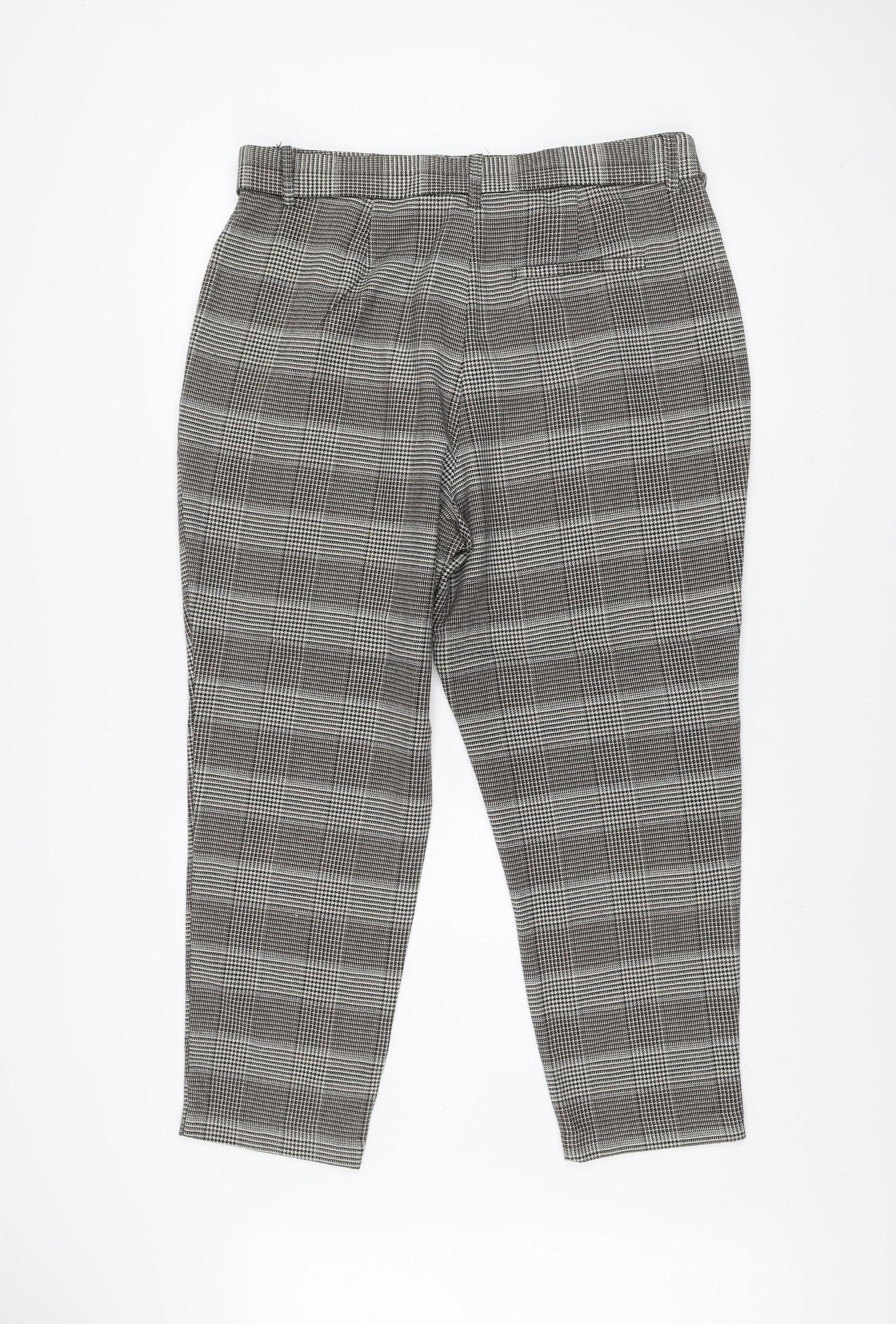 Next Women’s Black Check Tapered Trousers Size 16L Polyester Blend
