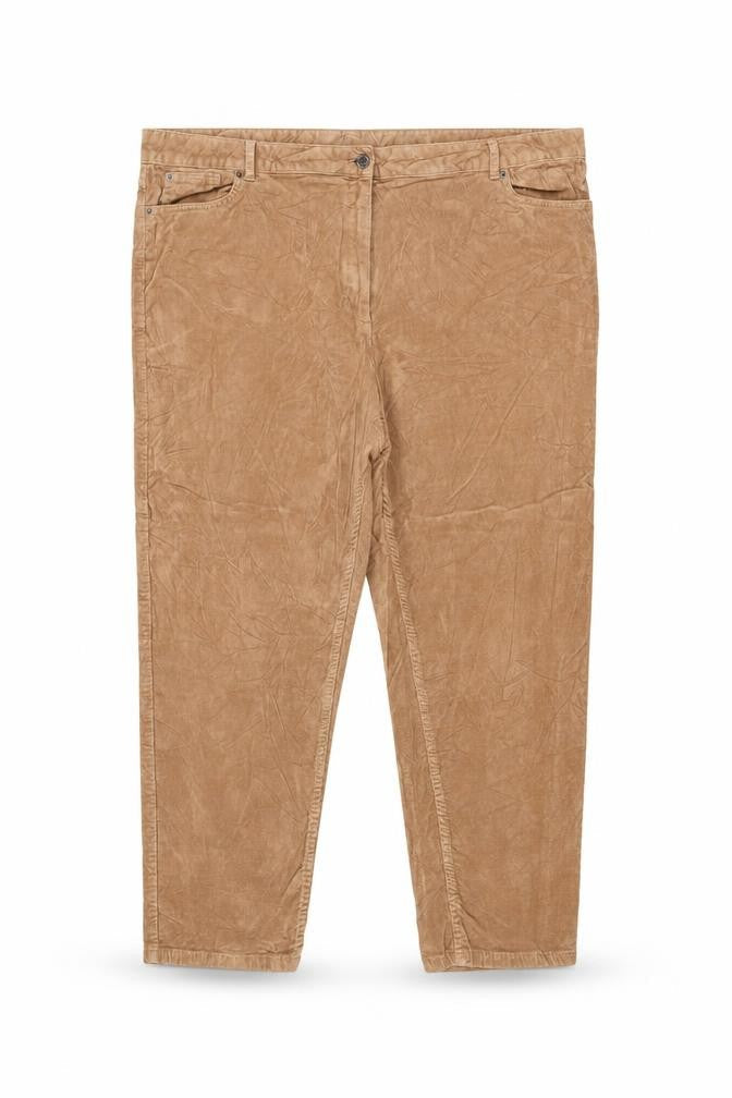 Marks and Spencer Women Beige Chino Corduroy Trousers Size 24 Regular