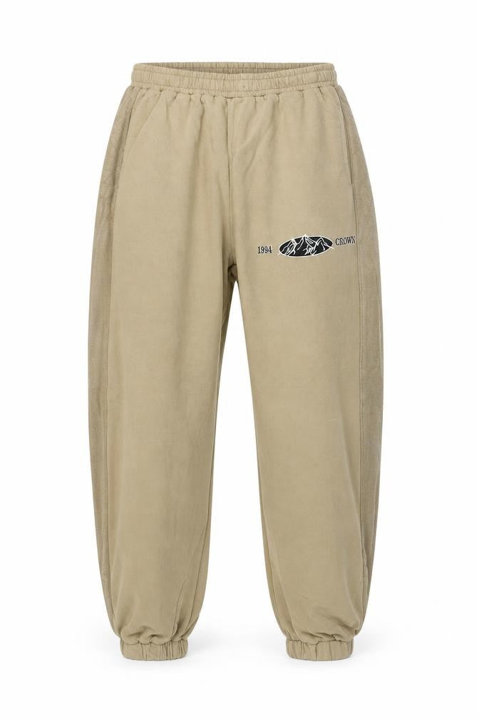Beer Bro Men's Beige Jogger Sweatpants L Regular Fit Fleece Activewear Trousers