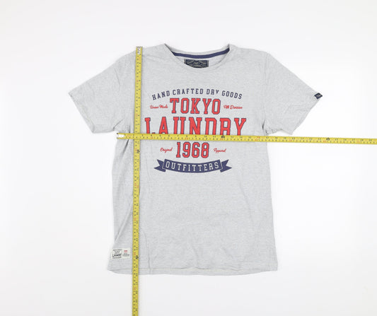 Tokyo Laundry Men's Grey Graphic Print Crew Neck T-Shirt Size M
