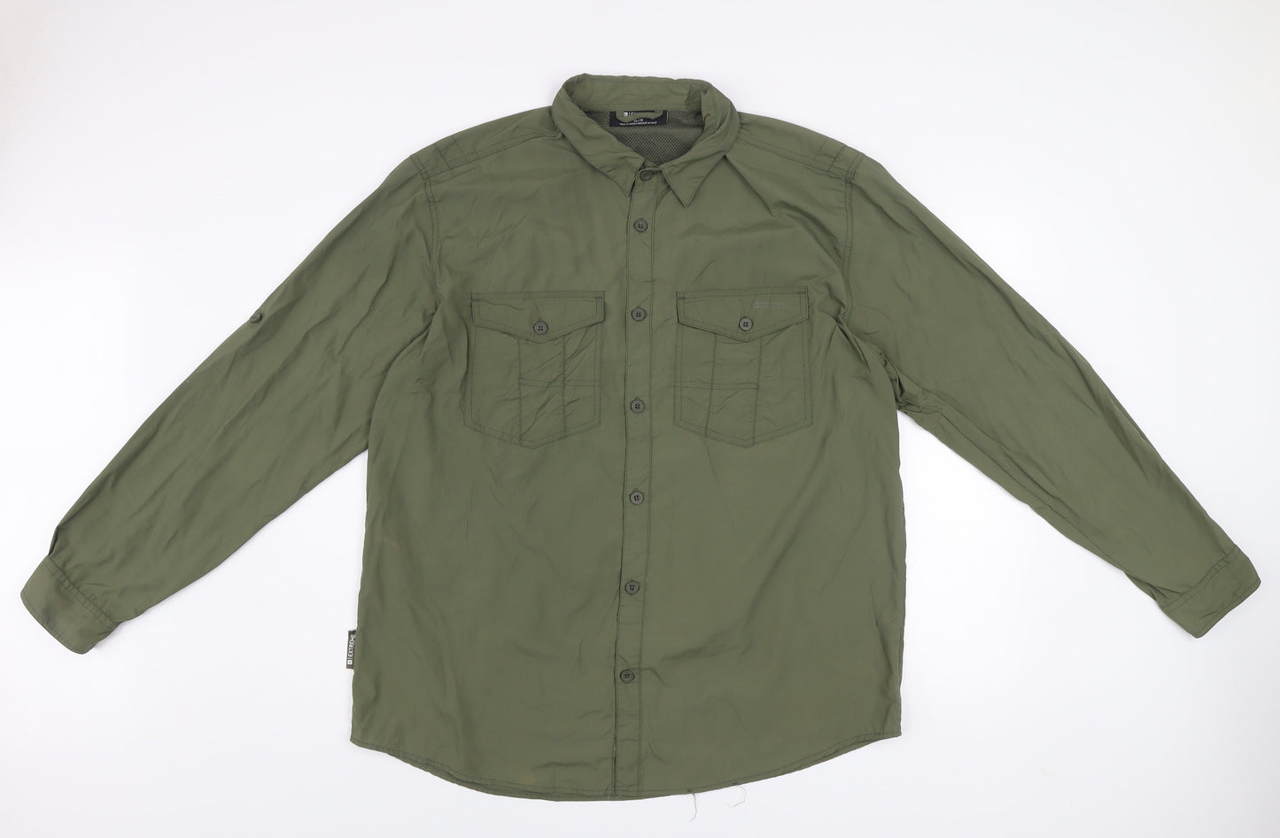 Mountain Warehouse Men's Green XL Button-Up Nylon Travel Shirt
