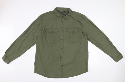 Mountain Warehouse Men's Green XL Button-Up Nylon Travel Shirt
