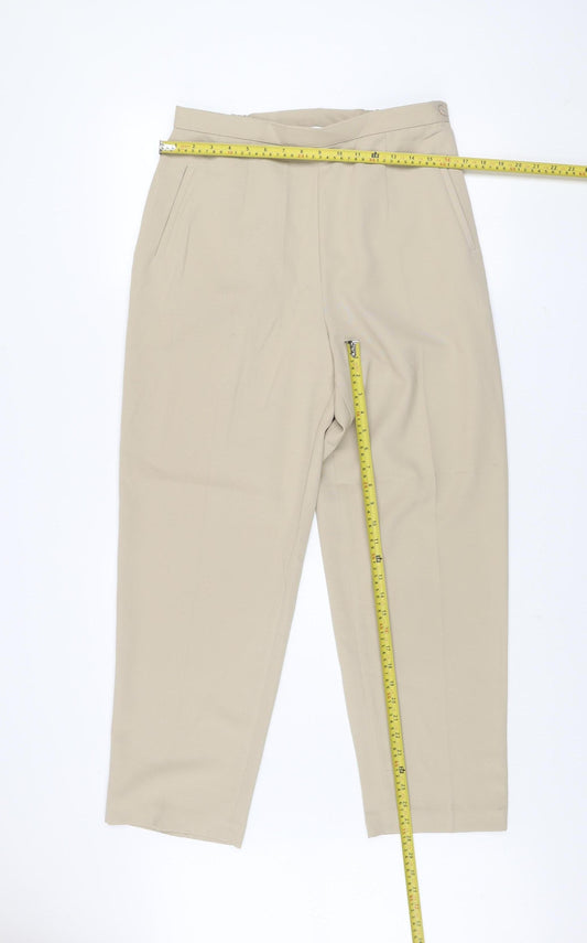 Marks and Spencer Women's Beige High Rise Pleated Trousers UK 16