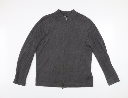 Hugo Boss Men's Grey Slim Fit Cotton Wool Full Zip Jacket XL