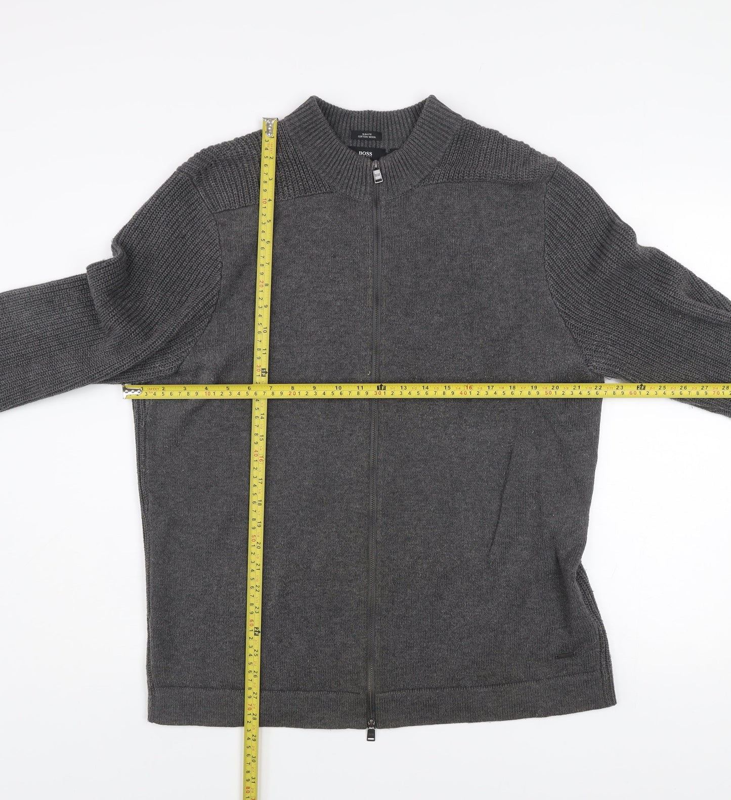 Hugo Boss Men's Grey Slim Fit Cotton Wool Full Zip Jacket XL