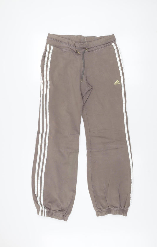 Adidas Womens Brown Jogger Trousers Size 10 Cotton Blend Activewear