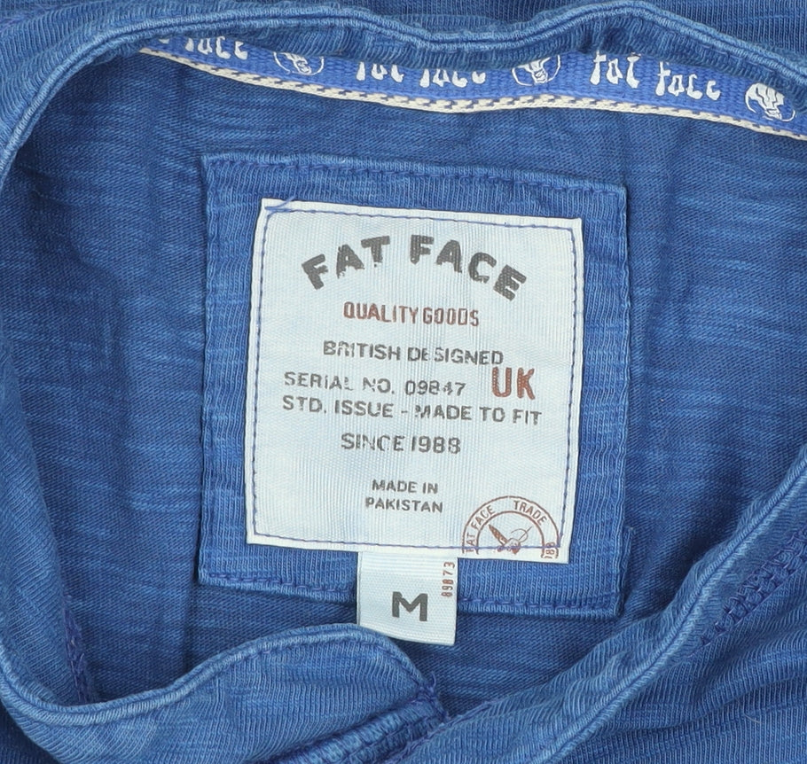 Fat Face Men's Blue Cotton Long Sleeve Henley Shirt M