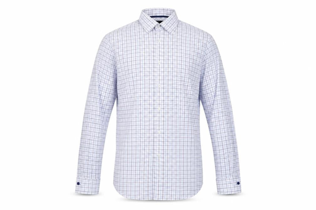 Next City Collection Men's Blue Check Cotton Regular Fit Shirt 14.5