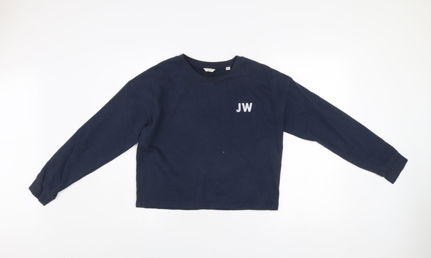 Jack Wills Women's Navy Blue Crew Neck Pullover Sweatshirt UK 10