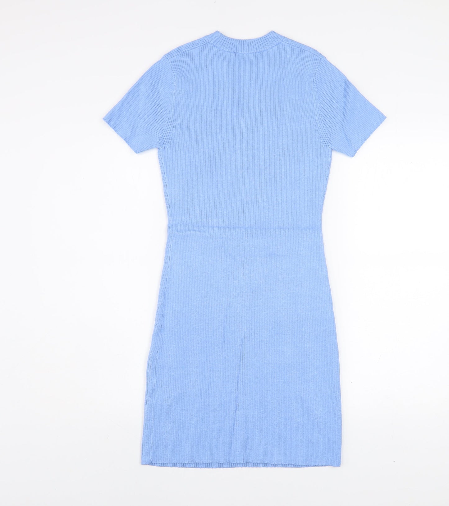 Jack Wills Women's Blue Knit Bodycon Dress UK12 Short Sleeve