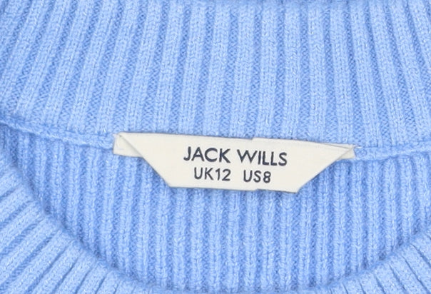 Jack Wills Women's Blue Knit Bodycon Dress UK12 Short Sleeve