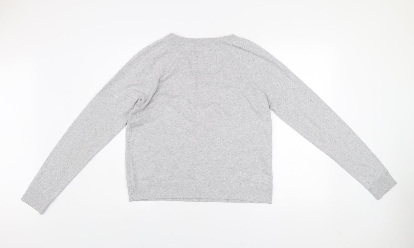 Abercrombie & Fitch Women Grey Pullover Sweatshirt M Logo Print Casual
