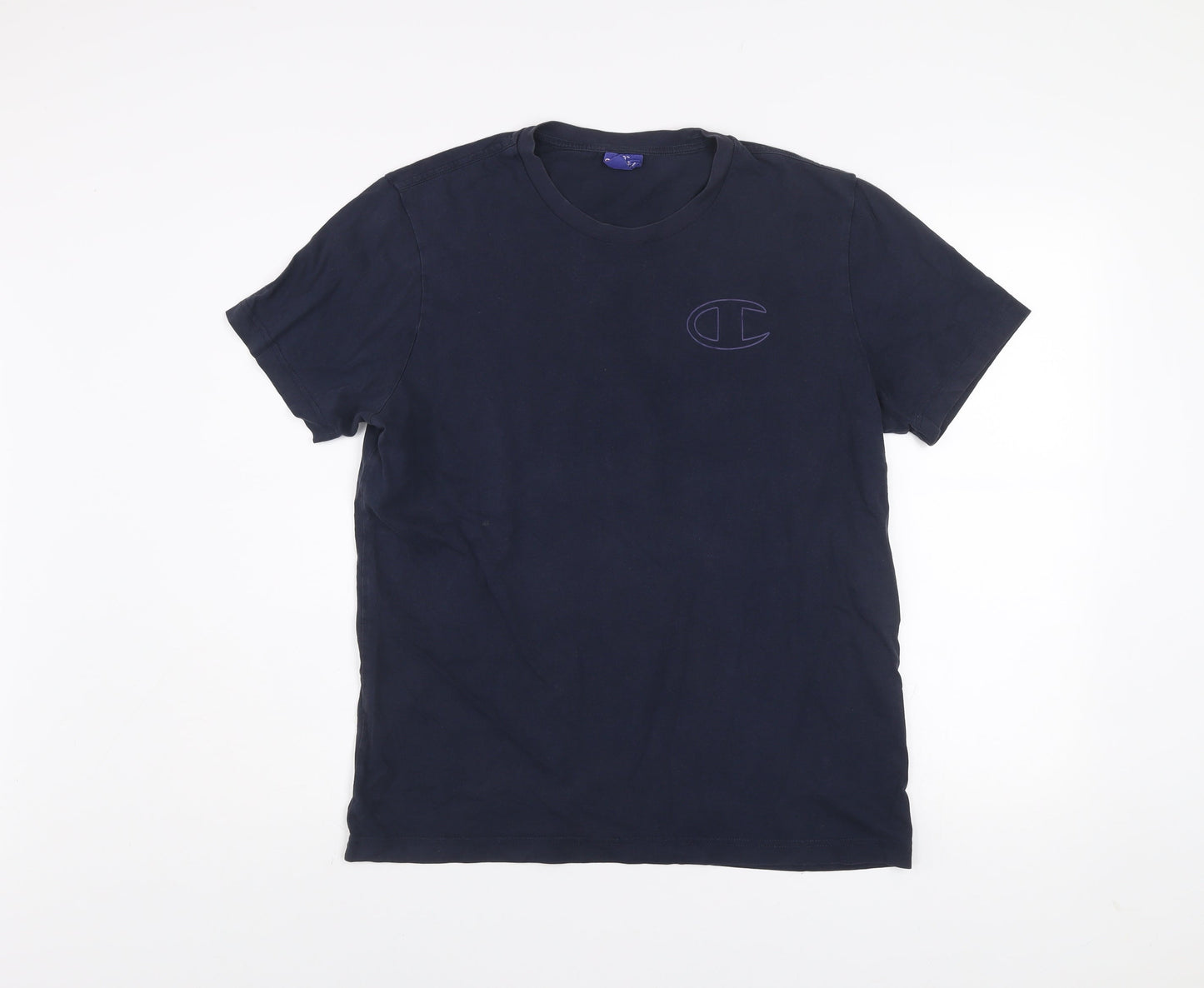 Champion Men’s Blue Cotton Crew Neck Short Sleeve T-Shirt - Large