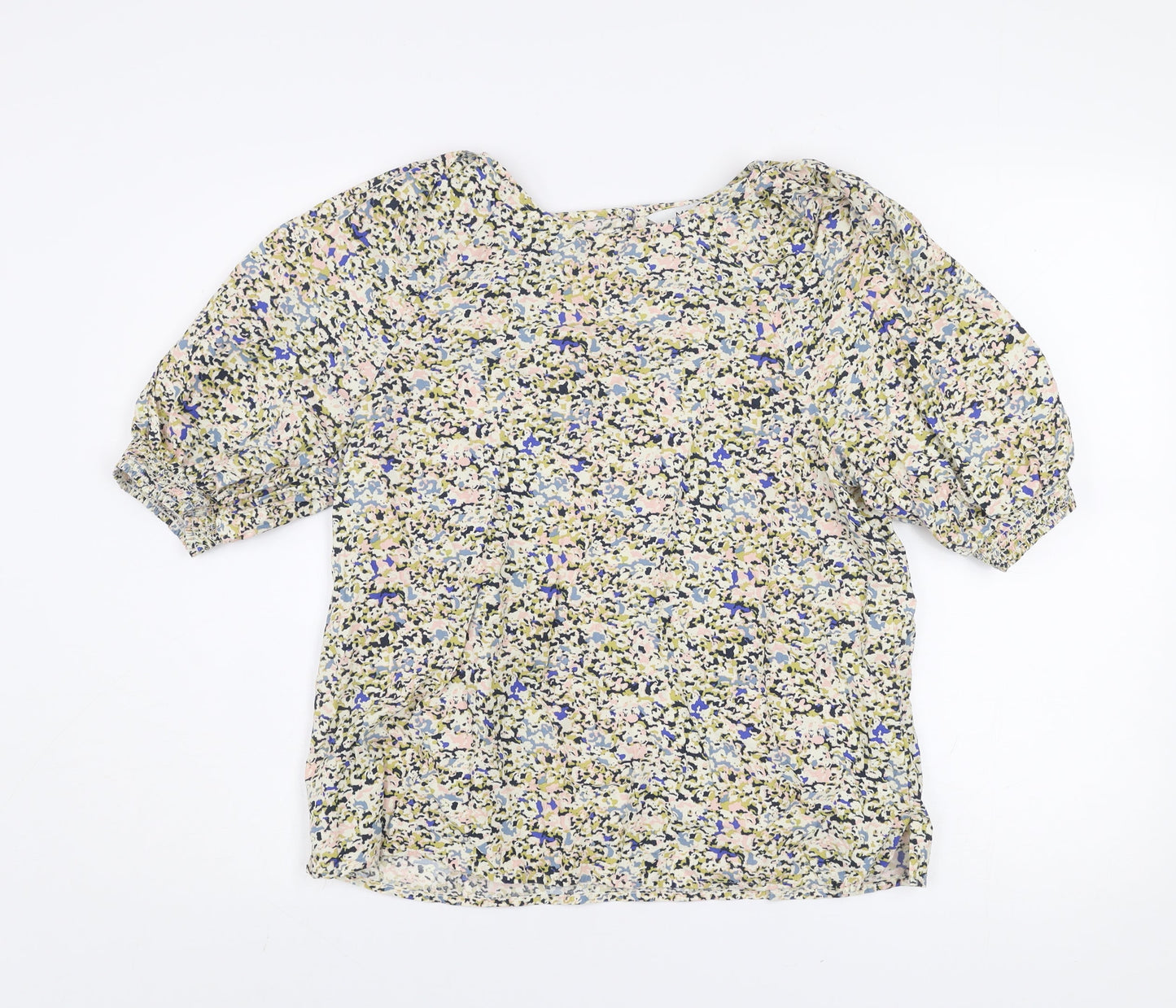 Marks and Spencer Women's Multicoloured Floral Blouse Size 12 Regular Cotton Modal Short Sleeve