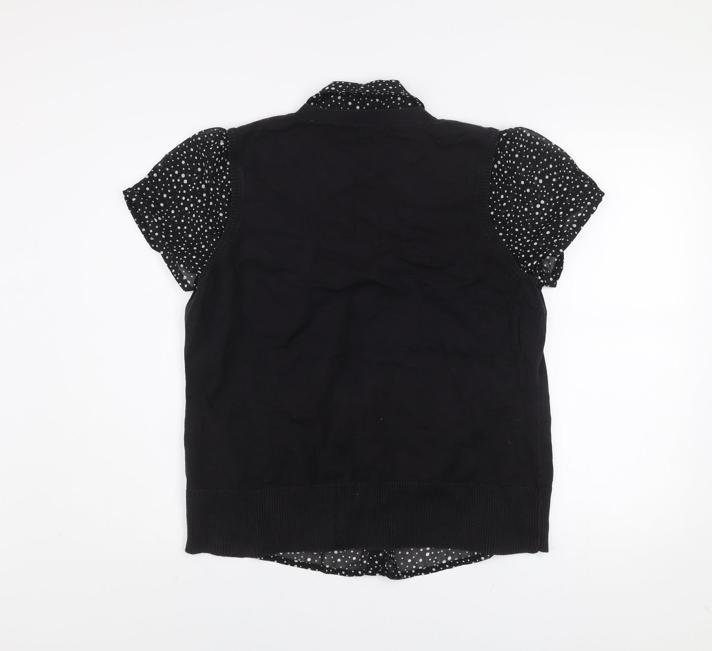 Rocha.John Rocha Womens Black Polka Dot Collared Button-Up Top Size 20