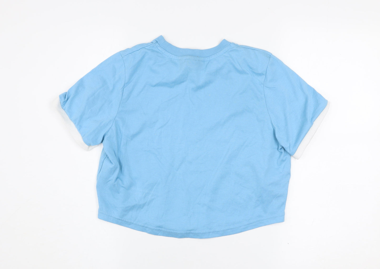 Fila Womens Blue Cropped T-Shirt Small Polyester Cotton Casual Top