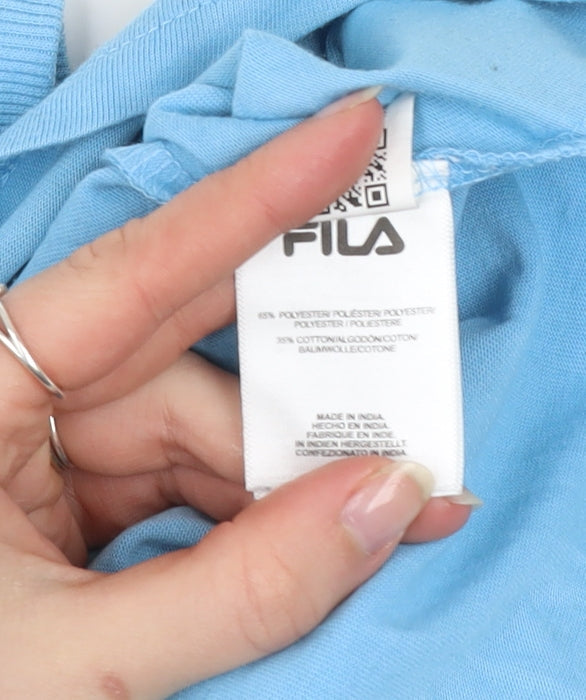 Fila Womens Blue Cropped T-Shirt Small Polyester Cotton Casual Top