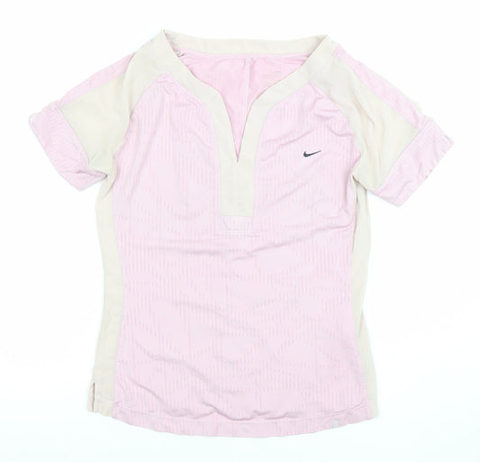 Nike Women’s Pink Short Sleeve V-Neck Athletic Top M