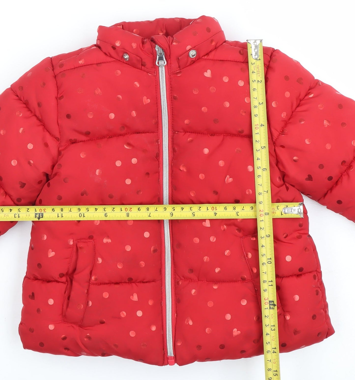 Chicco Girls Red Polka Dot Puffer Jacket 3 Years Winter Coat
