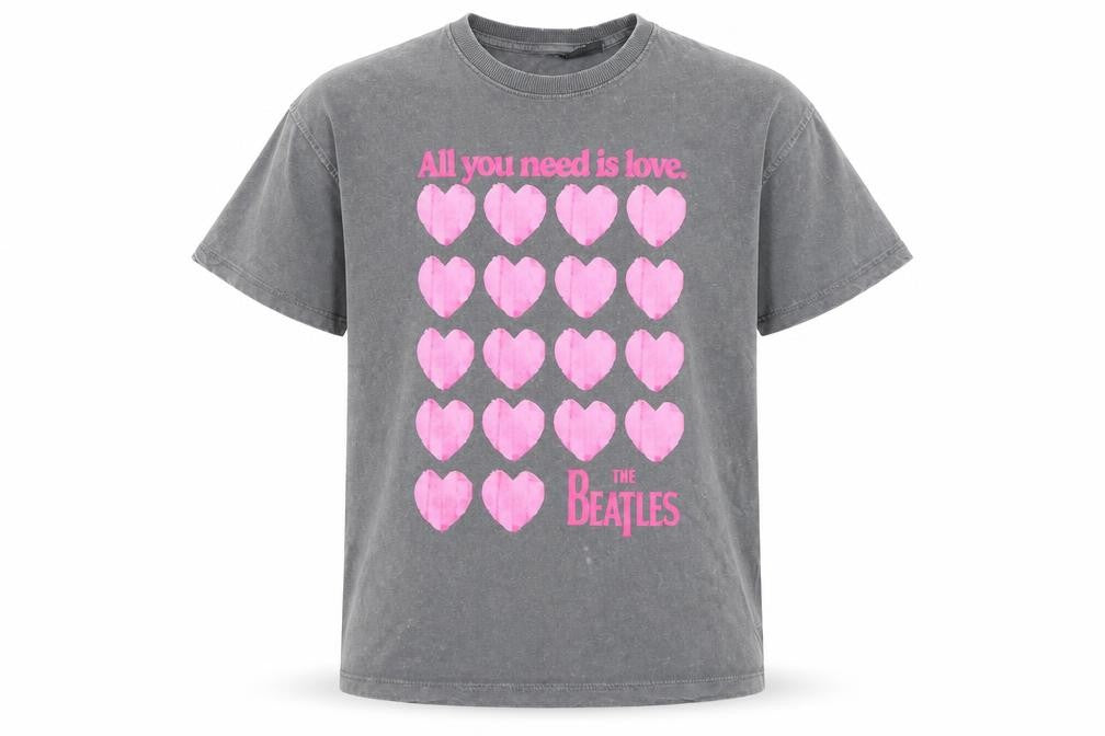 Front view of Zara girls’ grey the beatles graphic t-shirt 10-11 years all you need is love