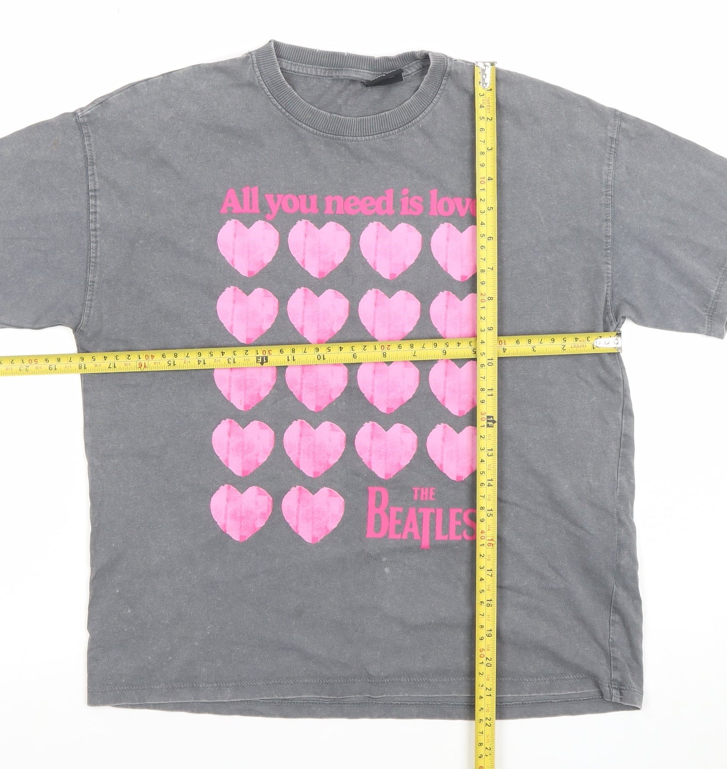 ZARA Girls Grey The Beatles Graphic T-Shirt 10-11 Years All You Need Is Love