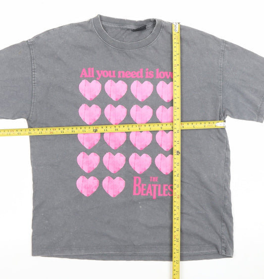 ZARA Girls Grey The Beatles Graphic T-Shirt 10-11 Years All You Need Is Love