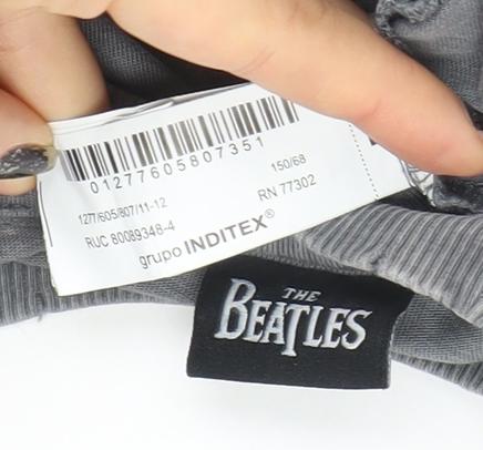 ZARA Girls Grey The Beatles Graphic T-Shirt 10-11 Years All You Need Is Love