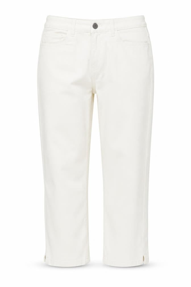 Front view of Dunnes Women’s Ivory Straight Leg Jeans, size UK 10, Stretch Denim