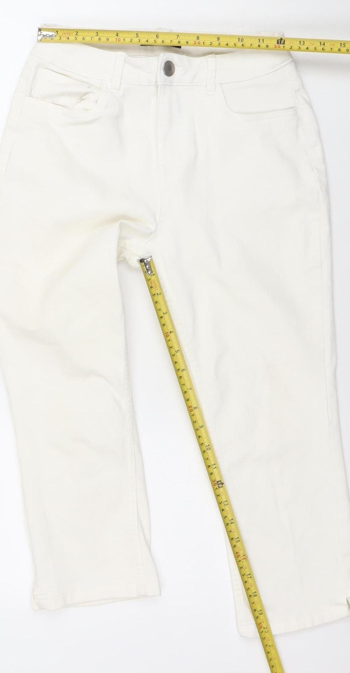 Dunnes Women’s Ivory Straight Leg Jeans Size 10 Stretch Denim