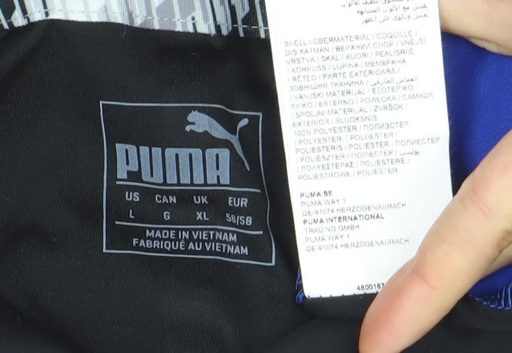 Puma Men Blue Black Colourblock Golf Polo Shirt Size L