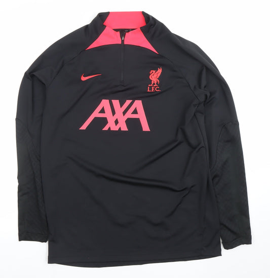 Nike Men’s Black L Liverpool FC Dri-FIT 1/4 Zip Slim Fit Football Top