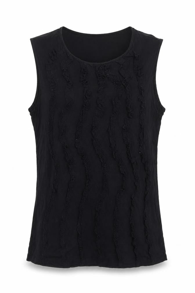 Design History Women's Black Sleeveless Ruffle Tank Top Size 12