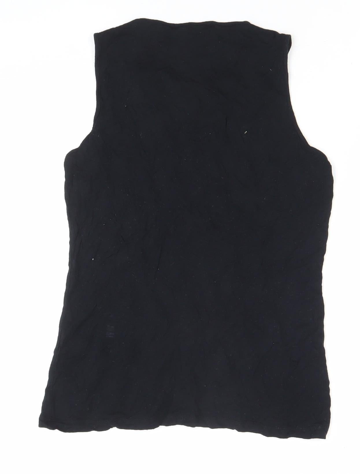 Design History Women's Black Sleeveless Ruffle Tank Top Size 12