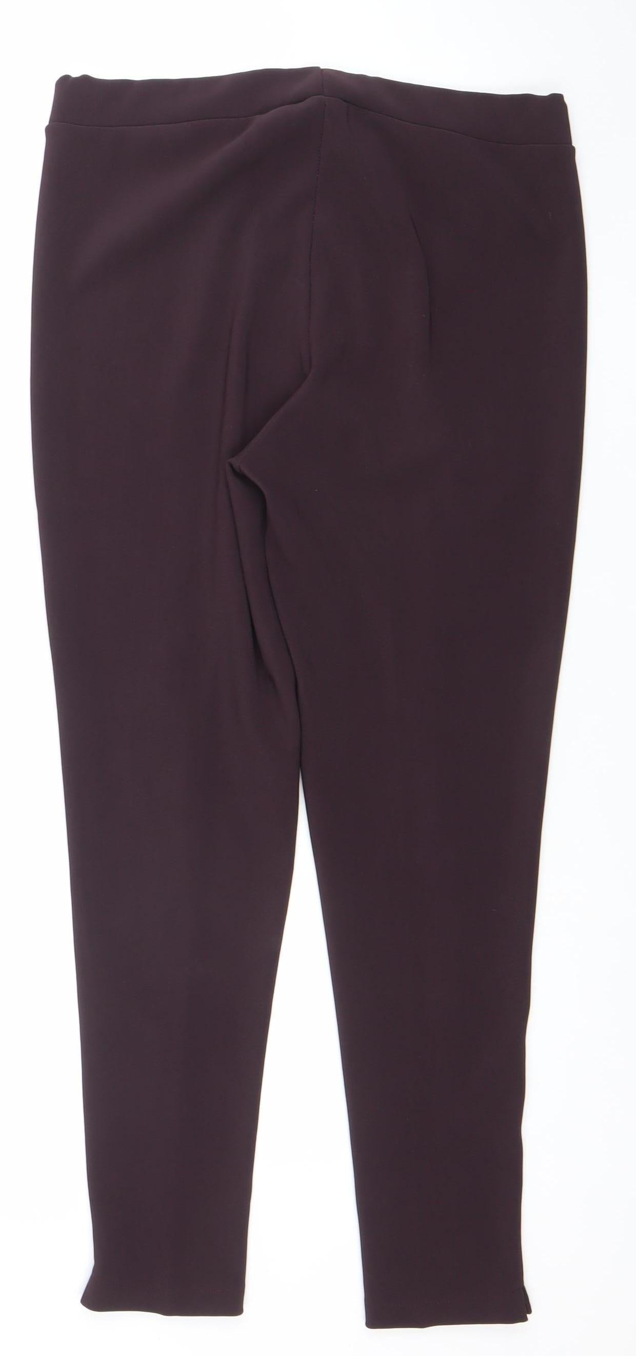 Anamor Womens Purple Size 14 Polyester Stretch Ankle Trousers