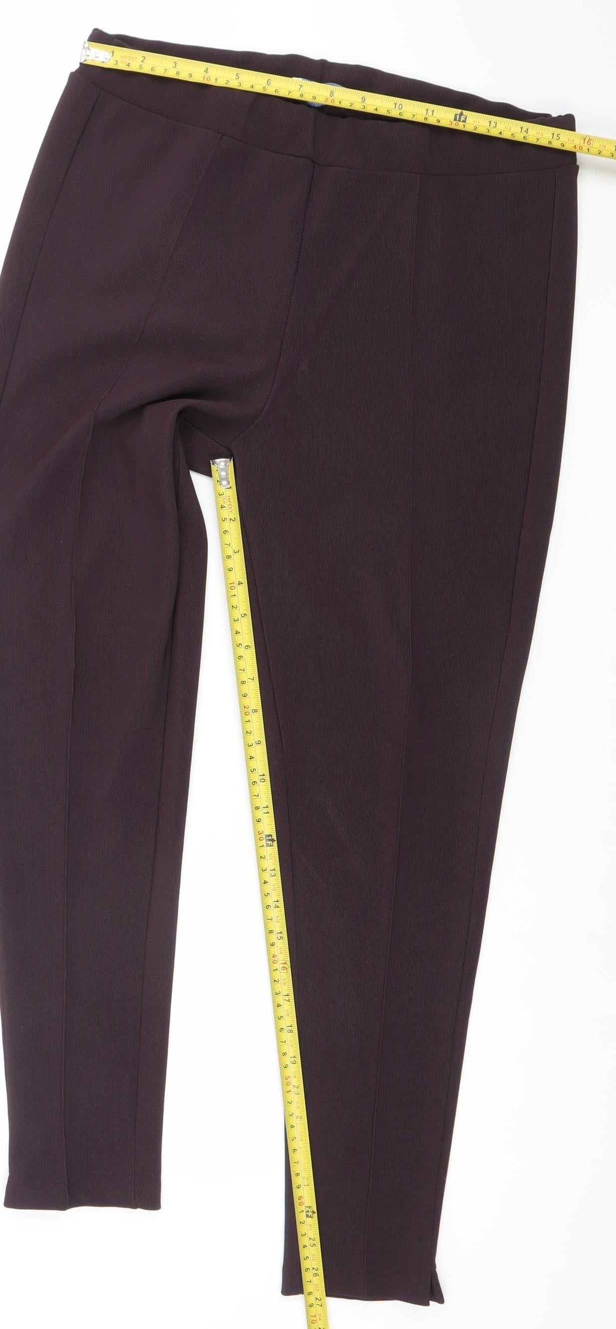 Anamor Womens Purple Size 14 Polyester Stretch Ankle Trousers