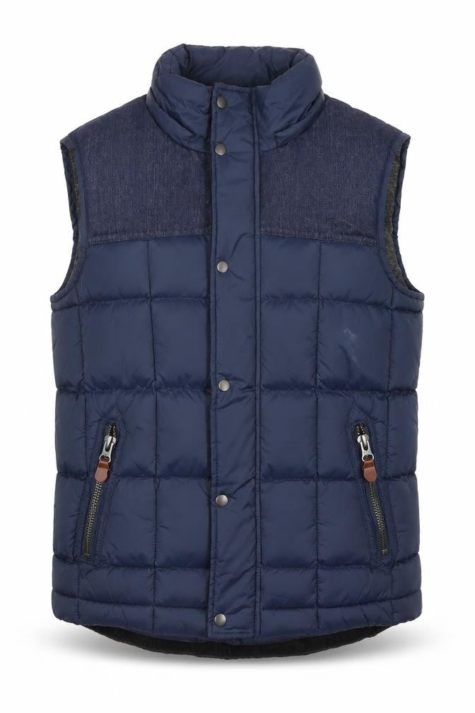 River Island Men's Blue Puffer Waistcoat S Regular Fit Padded Bodywarmer