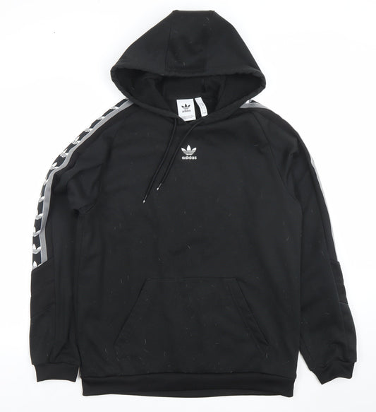 Adidas Mens Black Pullover Hoodie Medium Sports Fleece Regular Fit