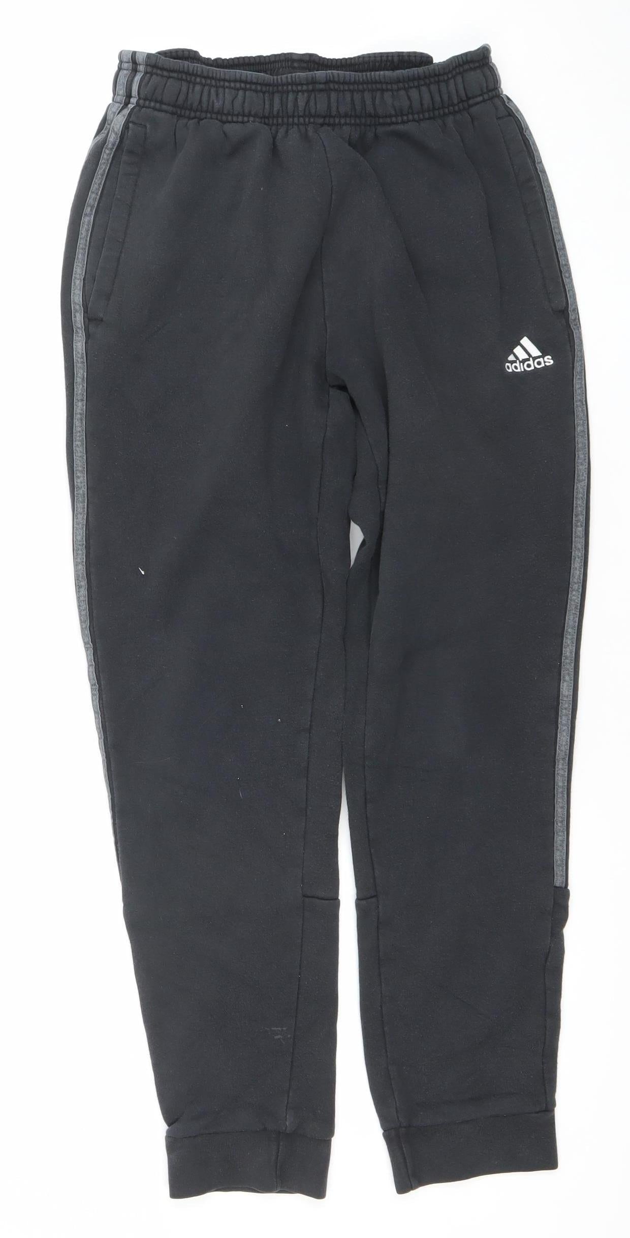 adidas Men's Black Jogger Sweatpants Small Fleece Tapered Trousers